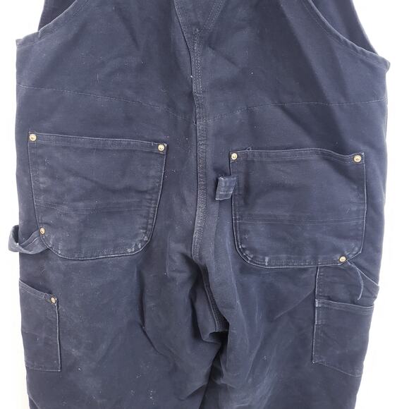Carhartt Overalls Mens 36x30 Black Bib Double Knee Insulated R02 BLK - Picture 7 of 11